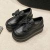 Модная платформа в британском стиле, маленькие кожаные туфли для женщин, весна-осень, новые лоферы с толстой подошвой 7 см с бантом-бабочкой, удобная обувь