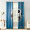 2Panels Cartoon Football Net Blue Curtains for Kitchen Bedroom Living Room Window Curtains Grommet Top cortinas para el hogar