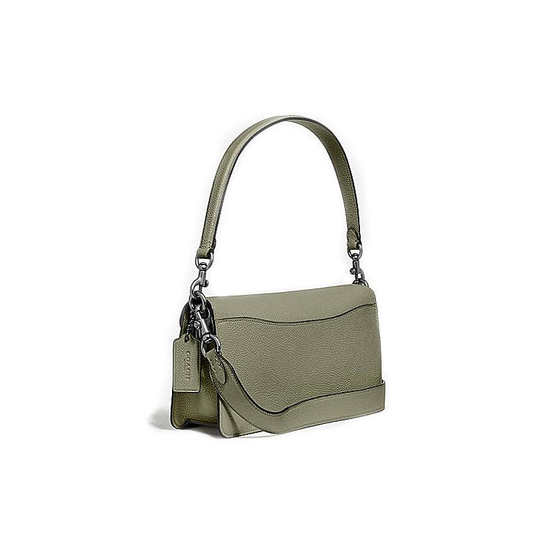 COACH Tabby 26 Signature Metal C Buckle Leather Bacchus Bag Hand-held Shoulder Crossbody Bag Medium Women's Textile Green