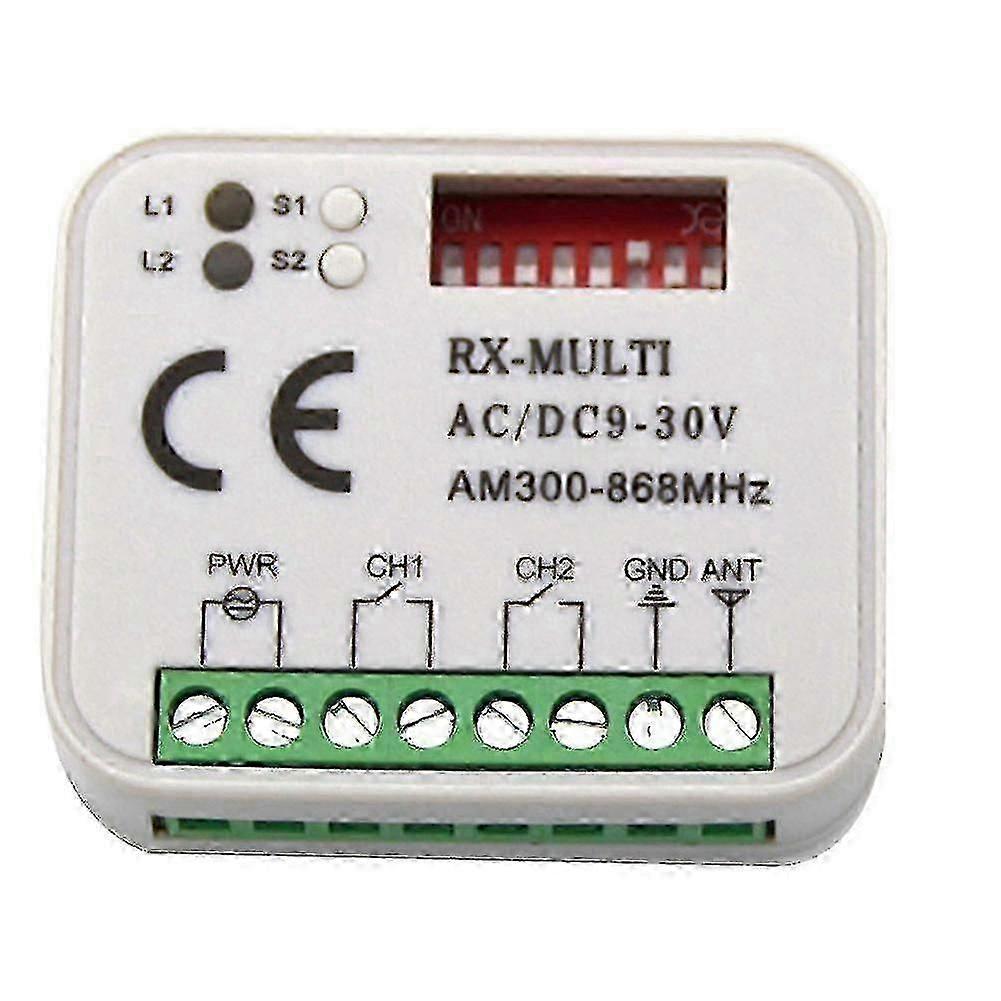 Приемник для пульта гаражных ворот 433/868 МГц Rx, Multi 300 - 900 МГц AC/DC 9 - 30 В Приемник с пультом для легкого управления