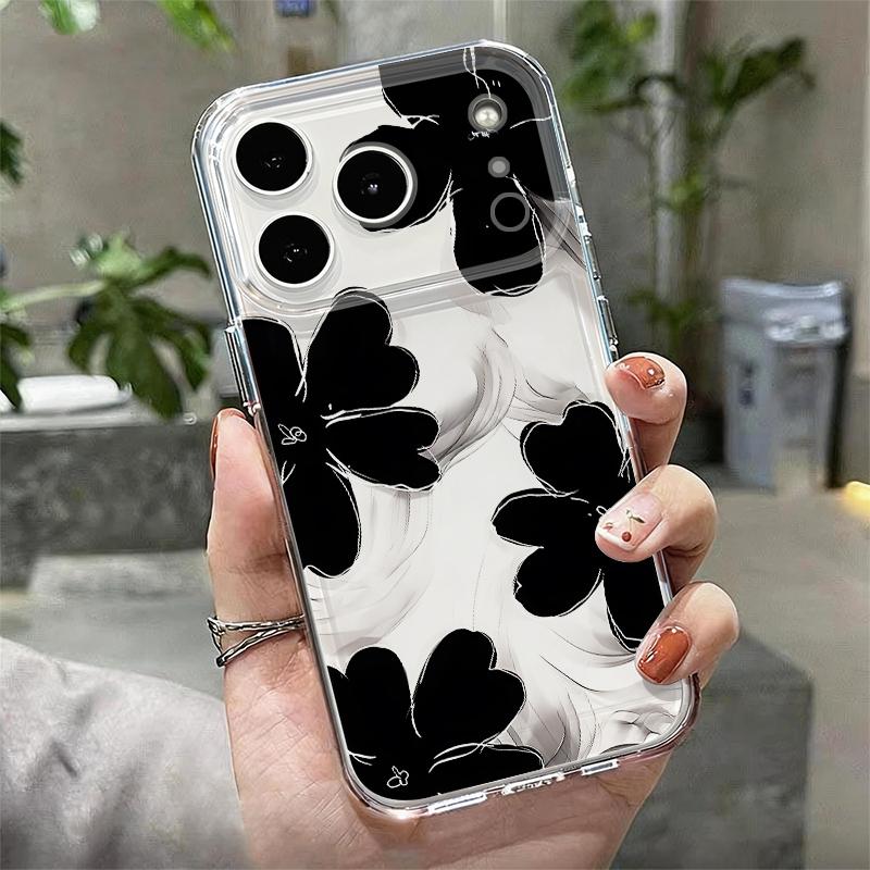 Чехол с цветочным узором из пионов для iPhone 17 Pro Max Coque iPhone 16 15 14 13 Pro Max 11 Прозрачный силиконовый мягкий чехол из ТПУ