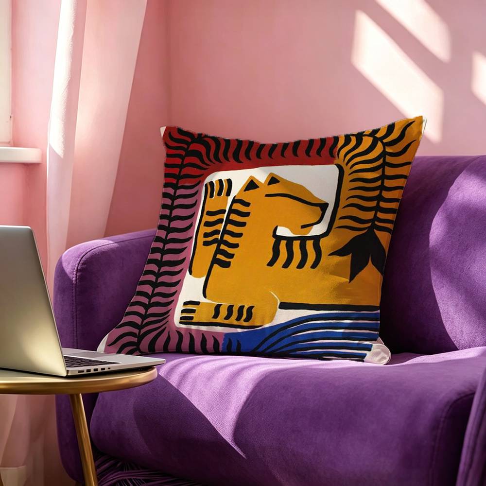 Egypt Colorful Abstract Tiger And Leopard Square DoubleSided printed Pillow Case Bedroom Bedside Pillow Sofa Cushion Cover