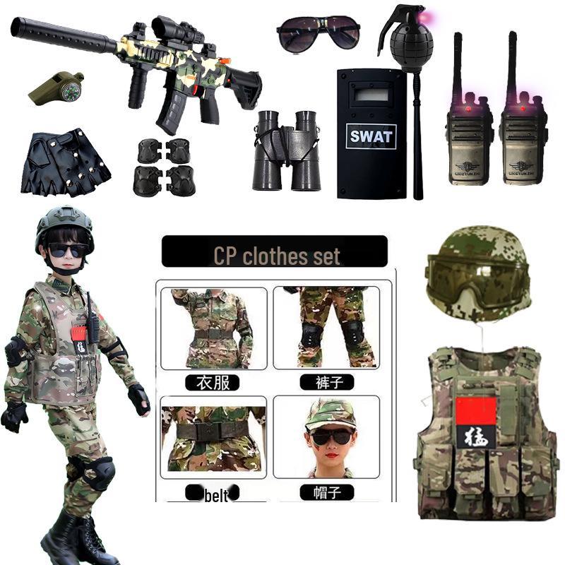 Детский камуфляжный тренировочный костюм «Маленький солдат»: Длинный рукав с военным жилетом