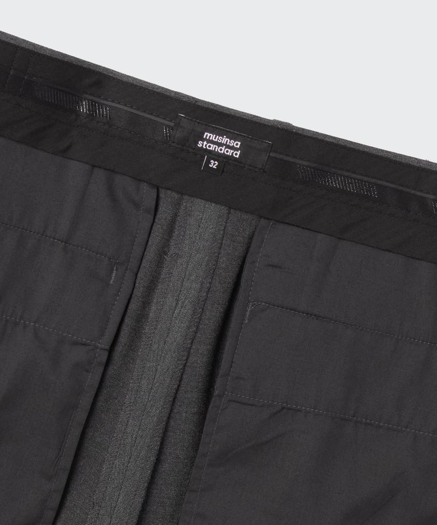MUSINSA STANDARD One-Tuck Loose Tapered Hidden Banding Slacks [Medium Gray]