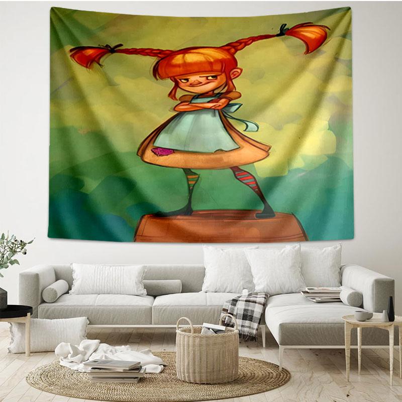 Pippi Longstocking Print Tapestry - Portable Wall Decor Cloth, for Home, Dorm, Travel, Bedroom, Living Room - Ideal Birthday Housewarming Gift
