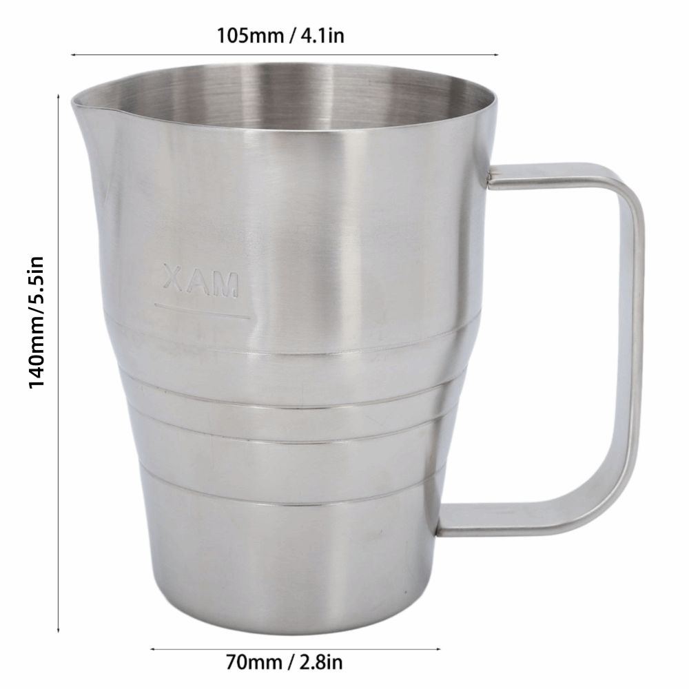 Silver Milk Frother Pitcher Stainless Steel Milk Steaming Pitcher Milk Frothing Cup  Latte Art