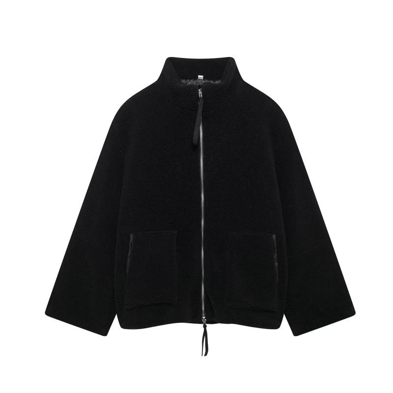 Womens Oversized Zip-Up Wool Blend Coat Streetwear Chic Loose Fit 2025