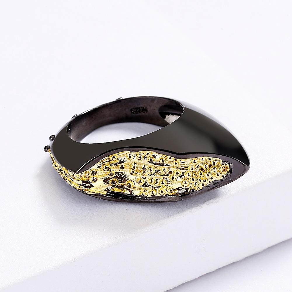Креативное геометрическое золотое черно-золотое кольцо модное простое ретро кольцо ювелирное изделие подарок коктейльная вечеринка подходит для дам