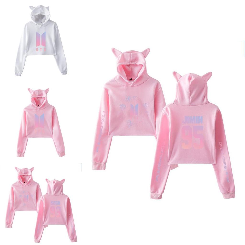 Худи BTS Bangtan Boys Love Yourself Tear с дизайном в виде милых кошачьих ушек, в нескольких цветовых вариантах