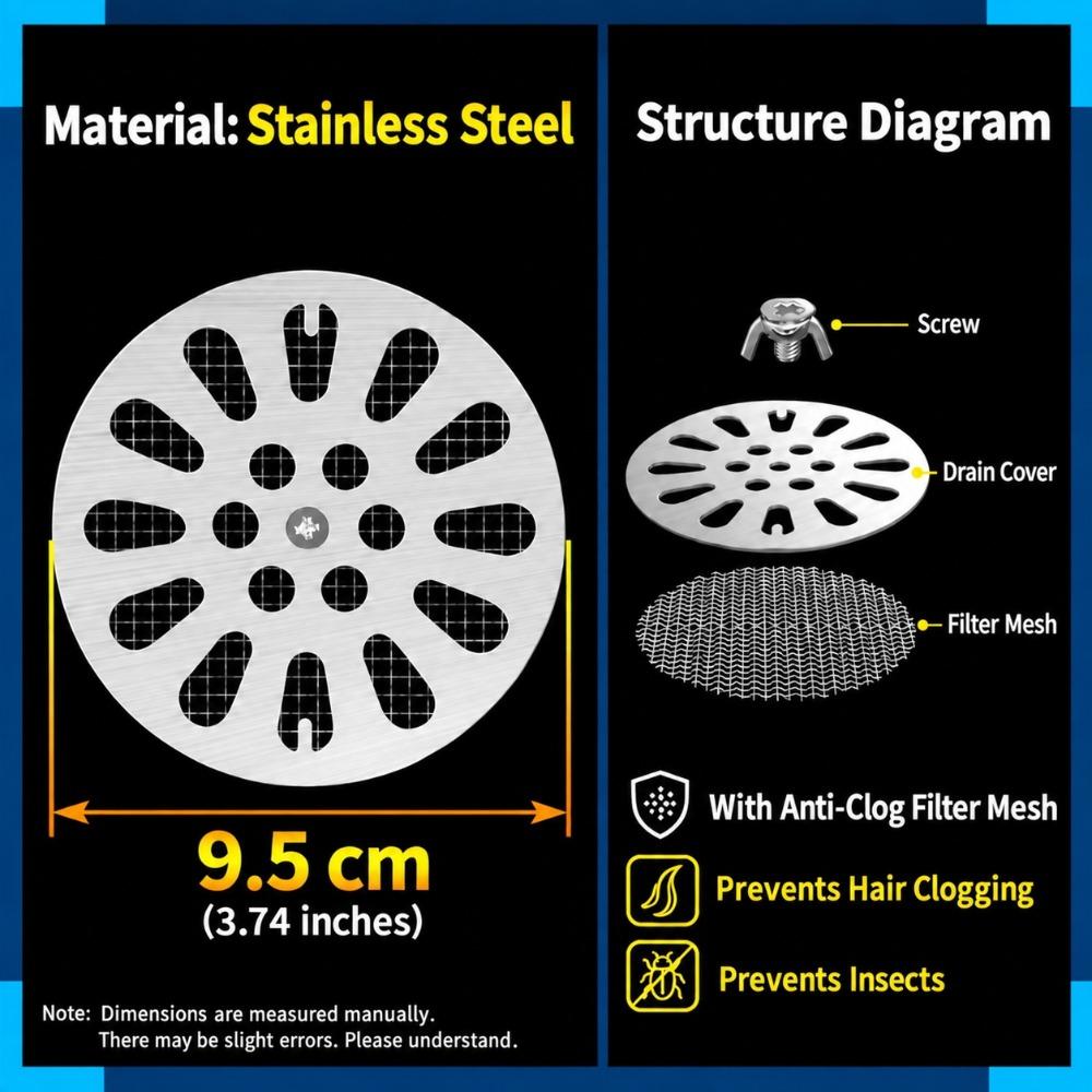 With Mesh Drain Cover Round Drain Strainer Easy Clean Sewer Cover Hair Catching