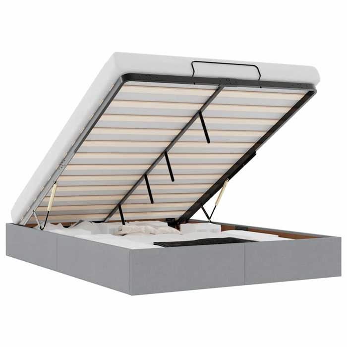 VidaXL Cadre de lit ottoman sans matelas gris clair 140x200 cm tissu, cadre de lit, cadre de lit rembourré, cadre de lit 3310882