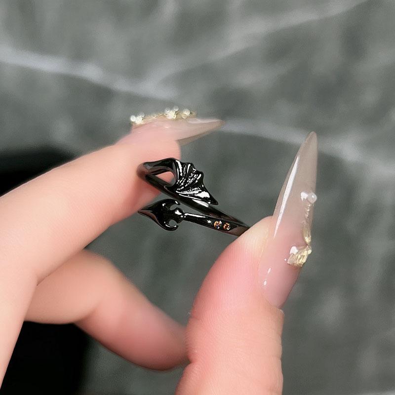 Ungendered Wind Dark Swan Bat Spider Fashion Halloween Cool Accessories Punk Open Ring Trend Niche Ring
