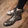 Мода Персонализированная Мода Деловые Мужские Ботинки Толстая Подошва Противоскользящие Прочные Европейские Высокие Кожаные Ботинки Размер 38-48 Мужские ботинки