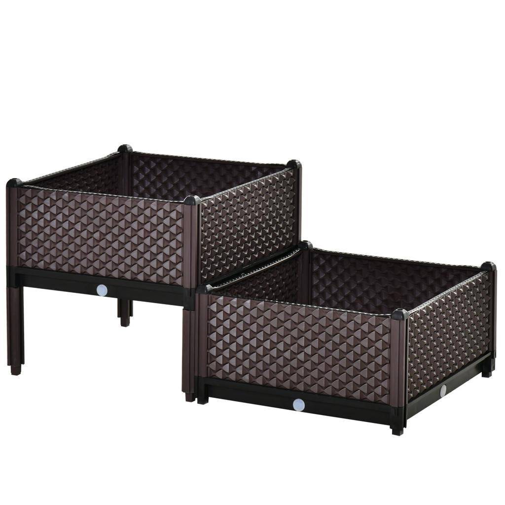 50cm x 50cm x 46.5cm Set of 2 41L Plastic Raised Garden Bed, Planter Box