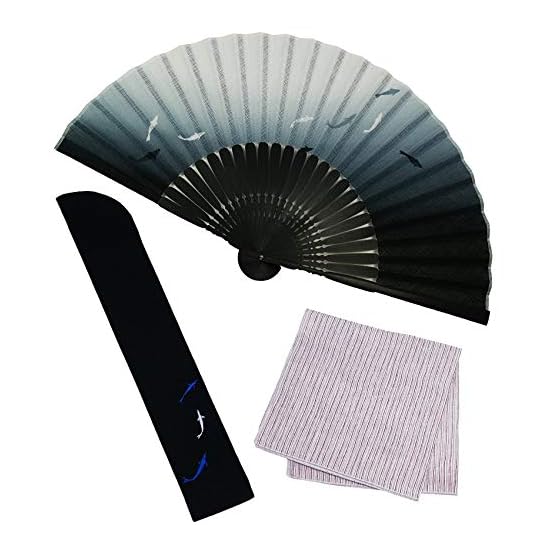 [Osaka Choseido] Folding Fan for Men, Stylish, Business Use, Includes Fan Case and Handkerchief, Swe