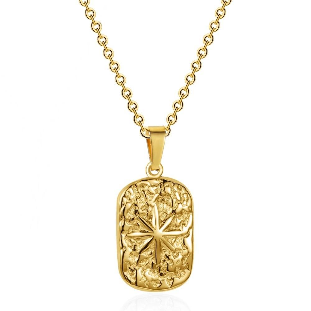 Non Fading Compass Pendant Necklace Silver Color Geometric Pendant Necklace for Men Women