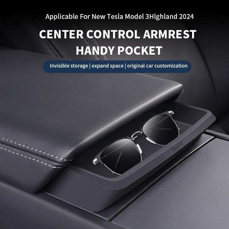 For Tesla Model 3 Highland Central Armrest Storage Box Car Glasses Phone Storage Multi-function Model Y Juniper 2025 Accessories