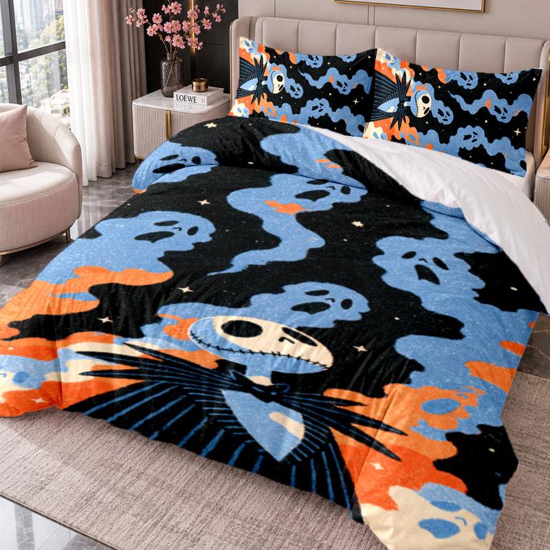 The Nightmare Before Christmas Jack Sally 3Pcs Bedding Set Duvet Cover With Two Pillowcases For Bedroom Home Decoration