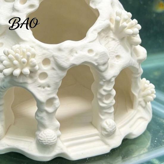Fish Tank Shelter Coral House Landscaping Ornament, 3D Printed Reptile Hideout Aquarium Resin Ornament Cave, Durable PLA Habitat for Small And Shrimp