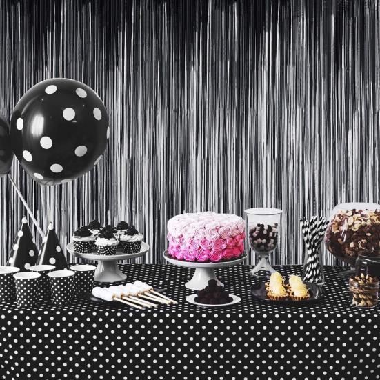 Праздничный Дождь Мишура Блестящий Однотонный Фотофон Светоотражающий Многоразовый Украшение для Вечеринок Самоклеящийся Компактный Черный Дождь Свадьба