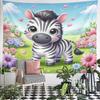 Cute Baby Zebra in Flower Meadow Pattern Wall Hanging Tapestry Decorative Tapestry Home Decor for Bedroom and Living Room