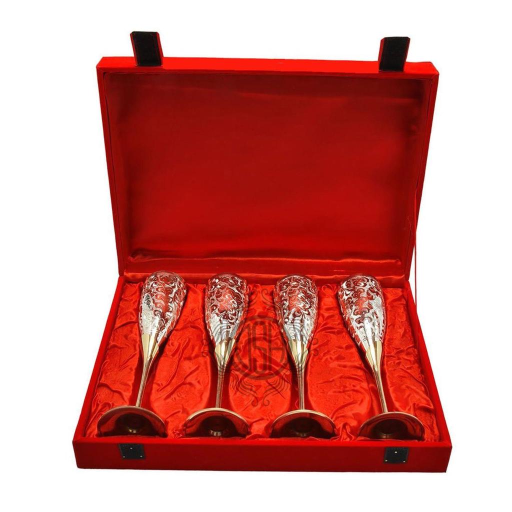 Посеребренный набор бокалов для вина из 4 штук, бокал для шампанского, дизайн флейты | Бокал-кубок, лучший для вечеринок, 200 мл