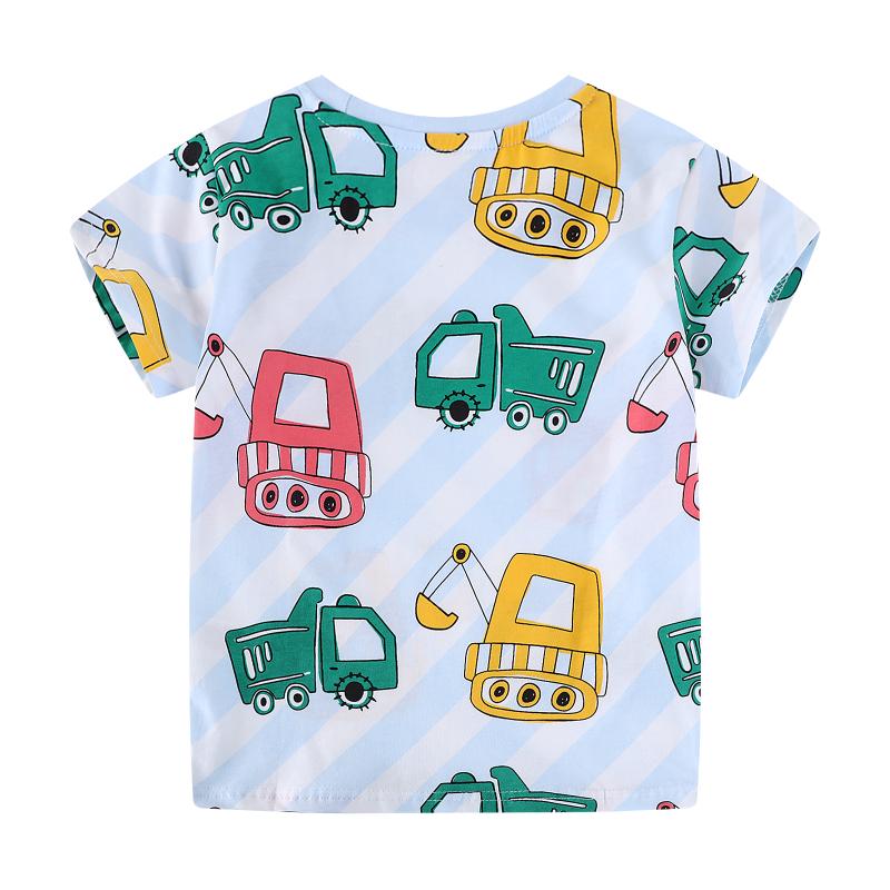 Little maven 2026 New Summer Kids Clothes Korean Children's Clothes Children's Clothing T-shirts Cartoon Excavators Baby Boys
