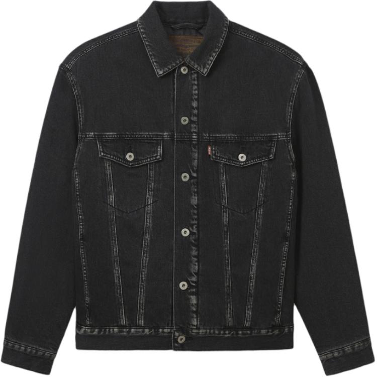 Levis American Vintage Свободный крой Длинный рукав Джинсовая куртка Мужские Куртки Черный 002HR-0000