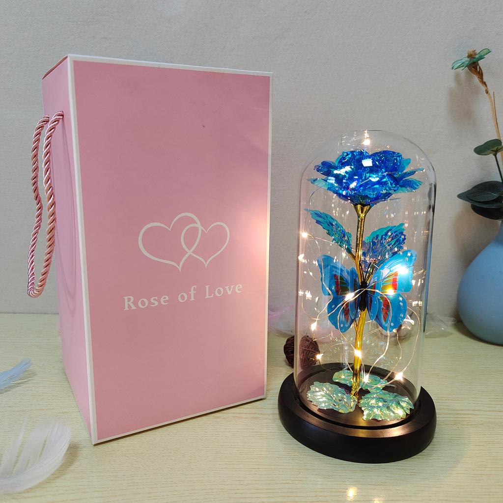 Artificial Rose Flowers Glass Rose LED Light Galaxy Rose Gift For Valentine's Day