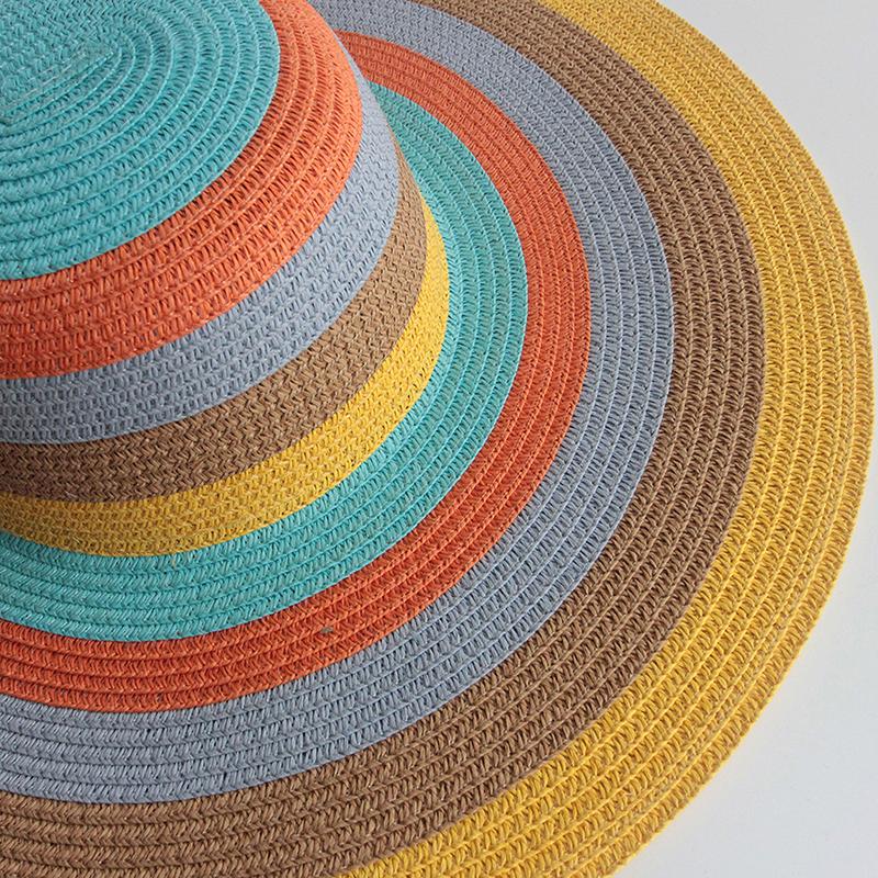 Летняя женская соломенная шляпа с широкими полями в полоску от солнца - дышащая, складная, универсальная, для активного отдыха, платья для женщин