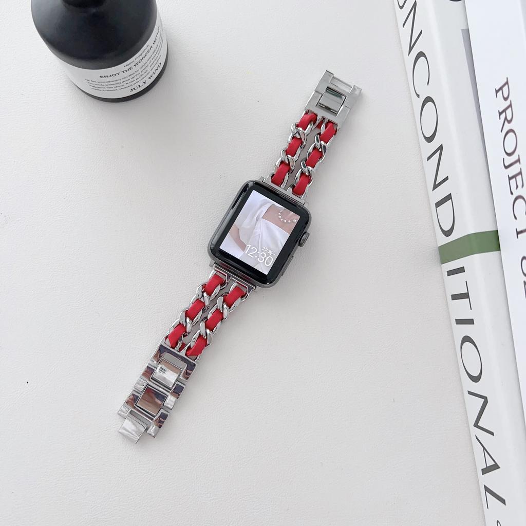 Металлический кожаный ремешок для Apple Watch 49 мм 45 мм 41 мм 44 мм 40 мм 42 мм 36 мм Женский ремешок для часов iWatch Series 10 9 8 7 6 5 4 SE