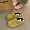 Меховые балетки женские мюли домашняя плюшевая хлопковая обувь модные шлепанцы 2024 тренд зимние повседневные прогулки уютные Zapatos Mujer