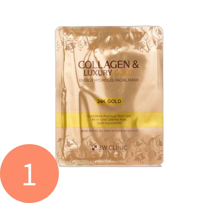 [3W CLINIC] ГИДРОГЕЛЕВАЯ МАСКА ДЛЯ ЛИЦА С КОЛЛАГЕНОМ И ЭНЕРГИЕМ РОСКОШНОГО ЗОЛОТОГО ТИПА