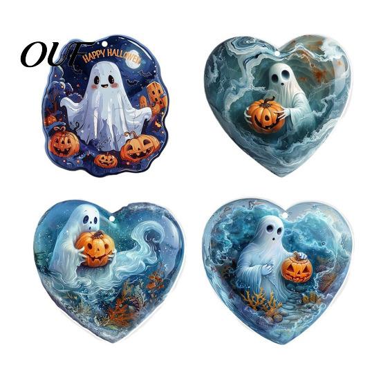 Kids Halloween Party Giveaways Ghost Keychain, Spooky Pumpkin Keyring Pendant, Holiday Themed Supplies Cute Heart Bag Charm for Backpacks, Handbags,