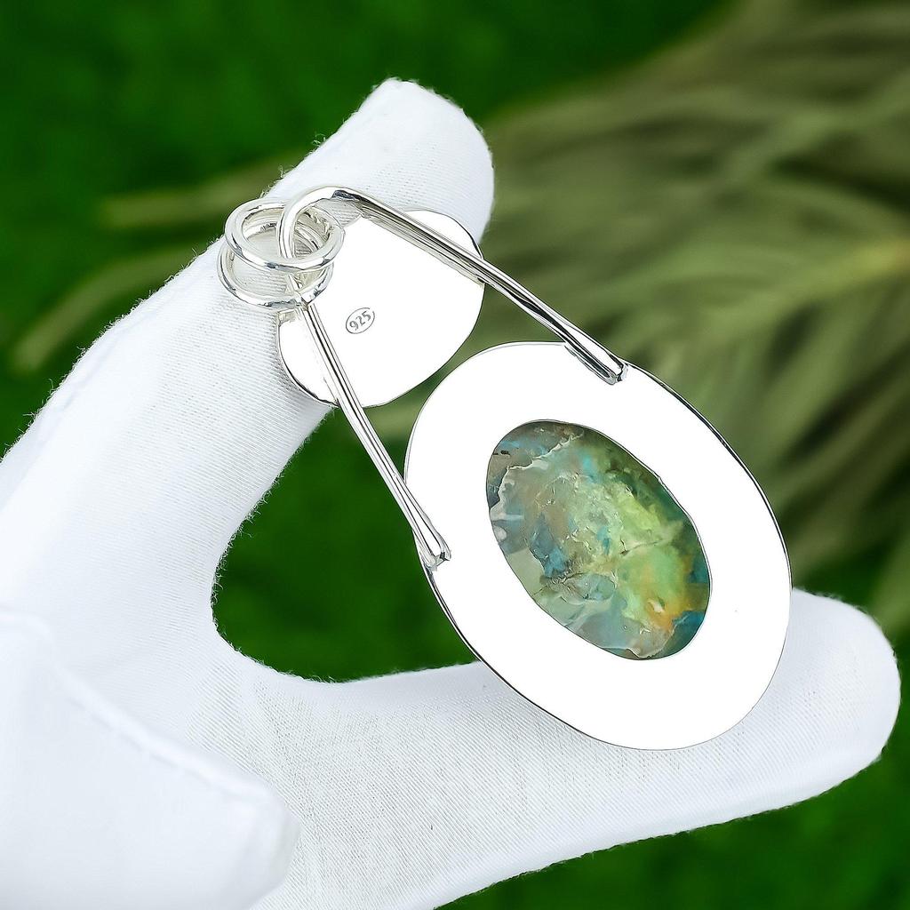 Свадебный подарок для нее Подвеска из стерлингового серебра 925 пробы с натуральным камнем хризоколлой