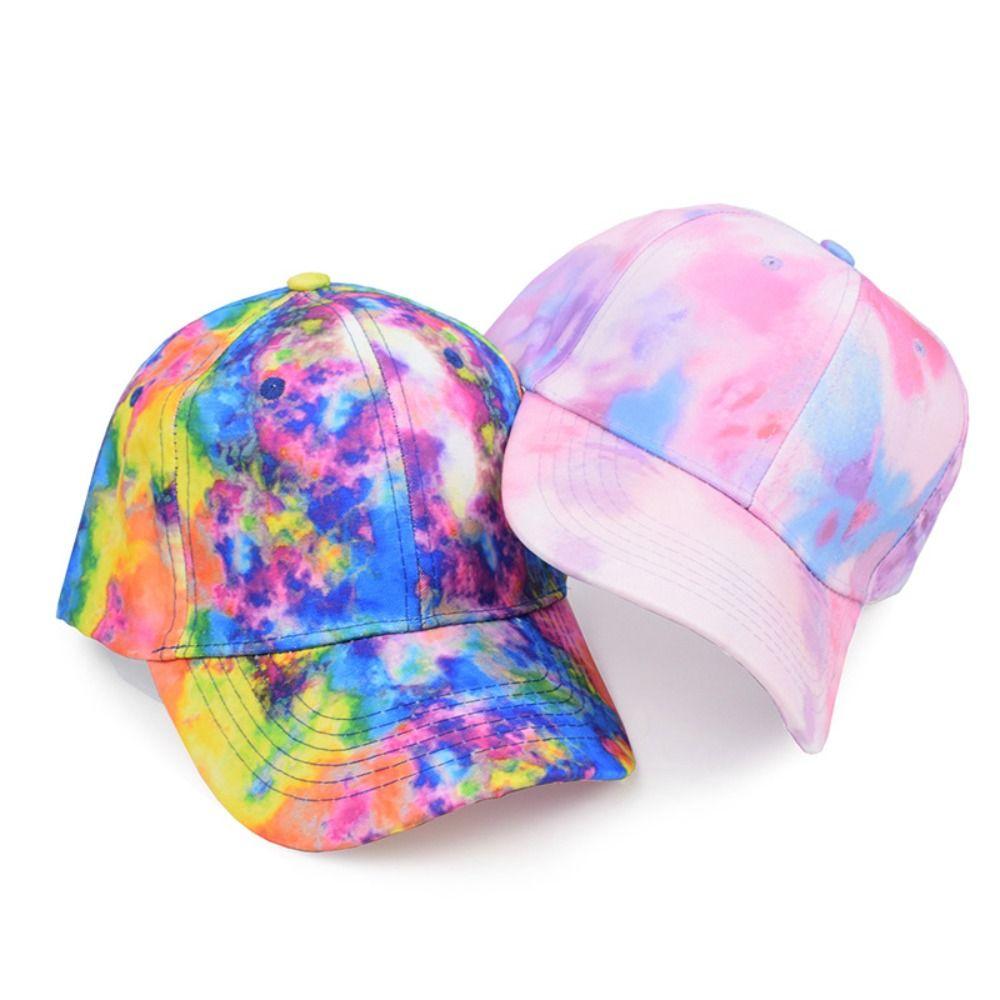 Fashion Cotton Baseball Cap Tie Dye Print Hip-hop Peaked Cap Adjustable Multicolor Trucker Hats Outdoor