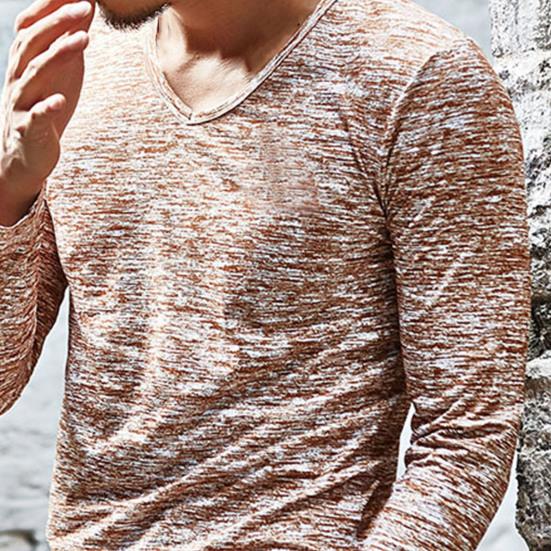Мужская рубашка с длинным рукавом и эластичным верхом с V-образным вырезом на осень
