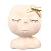 Лицо Цветочный Горшок Голова Кашпо Горшки Смола Суккулентный Горшок с Дренажным Отверстием Закрытые Глаза Большой