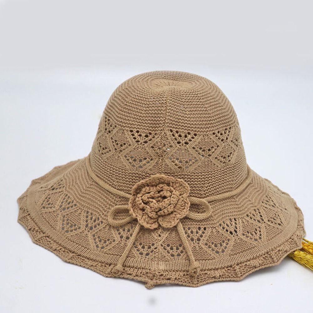 Foldable Summer Sun Hat Crochet Sunshade Hat Casual Sunscreen Visor Cap  Girl