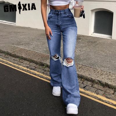 Джинсовые брюки широкого кроя, рваные и укороченные джинсы