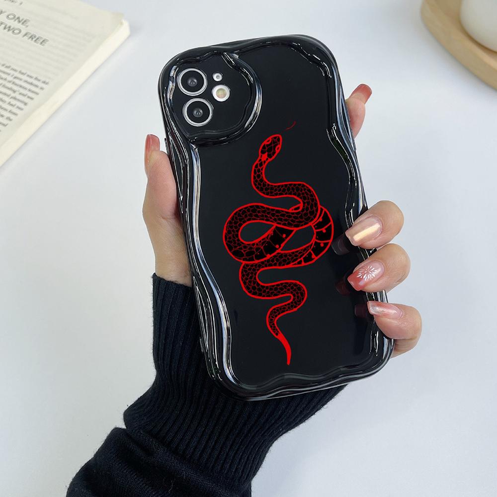 N73 Мягкие волнистые чехлы для телефонов со змеиным дизайном из черного золота для Samsung A54 A34 A13 A14 S23 S24 Ultra Xiaomi Redmi Note13 Realme Infinix, защитный бампер