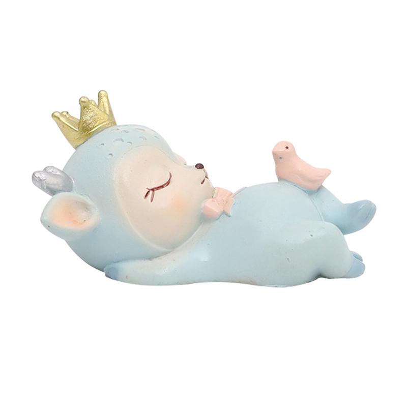 1 шт. Автомобильные маленькие украшения Спящий милый олень Животное Настольное украшение для дома Изделия из смолы Украшение для торта Мультяшный декор