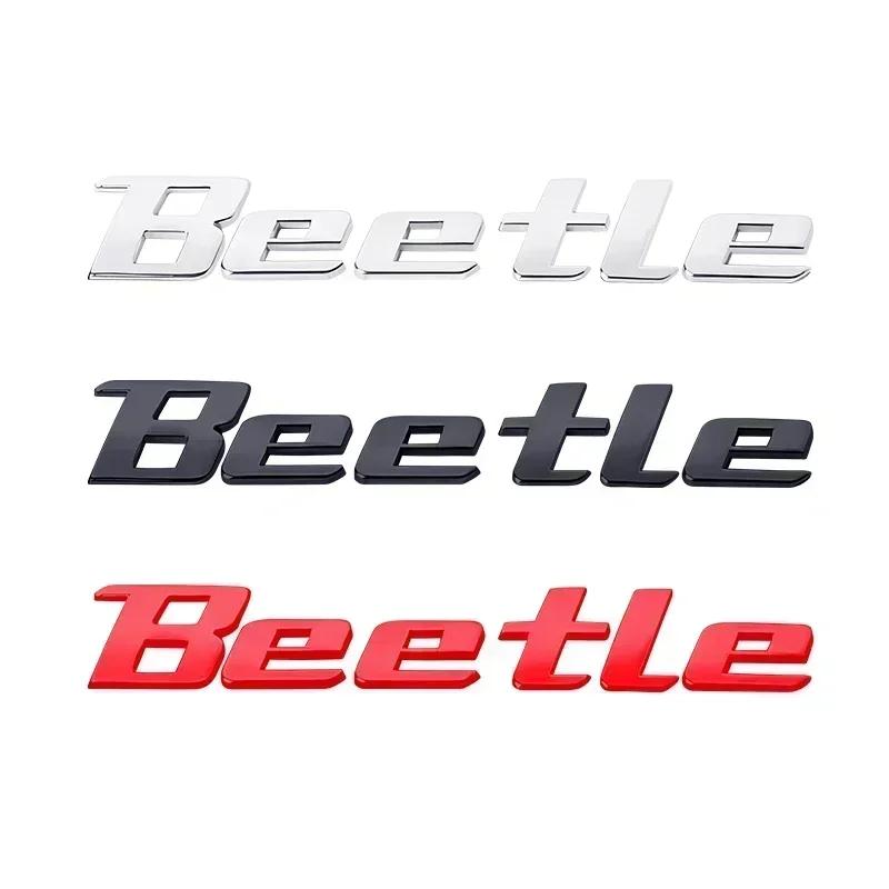 BNT1 3D Metal logo Sticker Beetle Emblem Badge Chrome Black Red Letter Decal For Volkswagen VW Beetle Rear Trunk Decor Accessories FY1