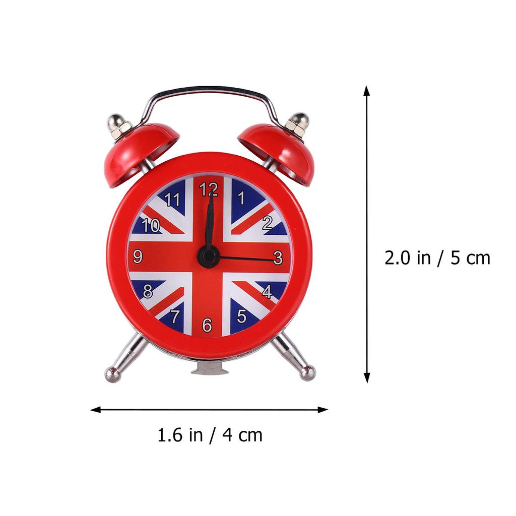 1Pcs Mini Union Jack Alarm Clock Desktop Bedside Clock for Students Home Dorm Room Decor Silent Movement Premium Material