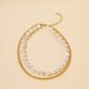 Trendy Gold Alloy Multi-layered Pearl Necklace Unique Geometric Design For Women