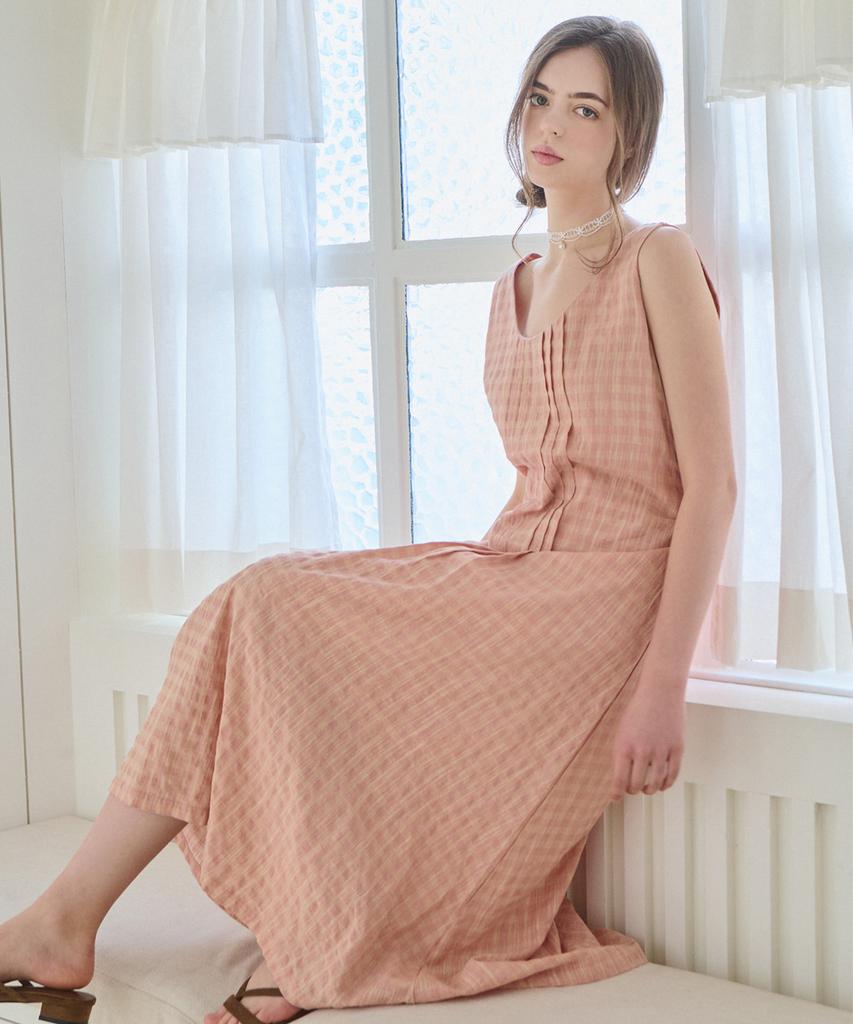 Slow Lolly Pintuck Bloom Dress - Peach Pink