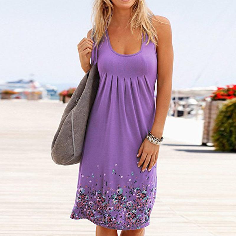 MakeWishes Women Summer Evening Party Beach Dress Floral Sundress