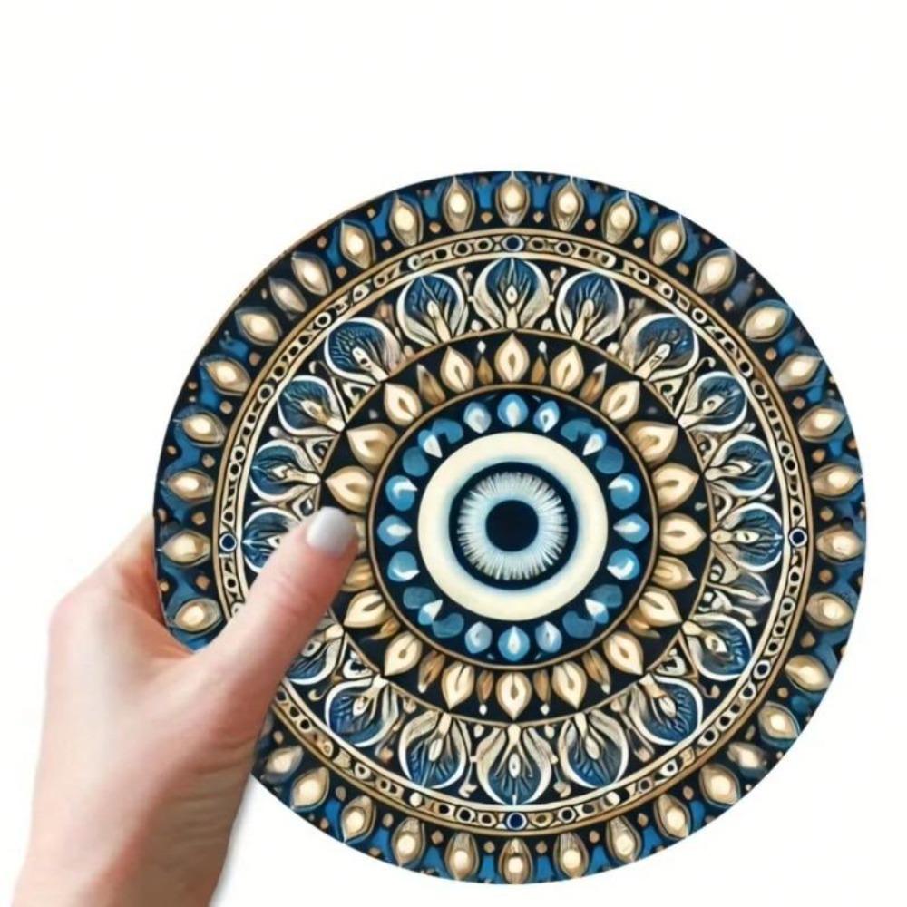 Винтажное металлическое настенное искусство 'Сглаз' Сине-золотой Погодостойкий Железный Знак Декор для Дома, Офиса, Гаража Уникальный Подарок