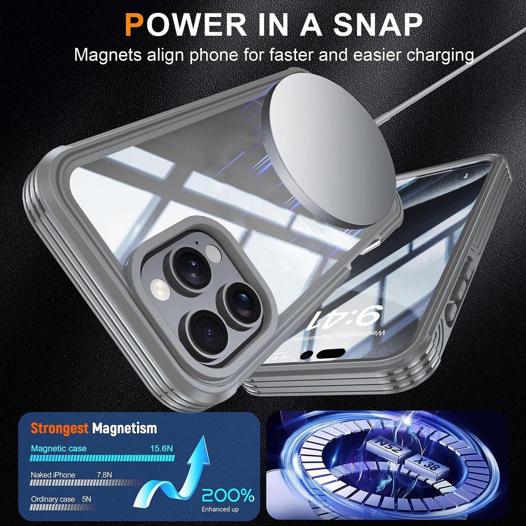 Подходит для iPhone16 Pro Встроенный 9H стеклянный чехол для мобильного телефона Магнитный кронштейн Защита от падения Беспроводная зарядка