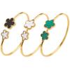Gold-Plated Stainless Steel Five-Leaf Flower Open Bangle Luxury For Woman Girl Party Lucky Zircon Accessories Daily Wear Clover